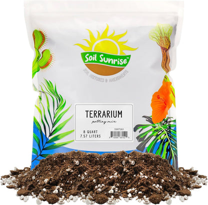 Terrarium Potting Soil Mix (8 Quarts), w/Blended Filtering Charcoal Custom Made for Terrariums