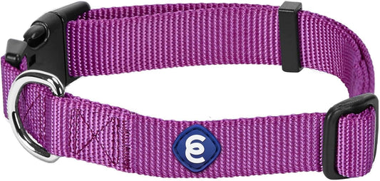 Blueberry Pet Essentials Matching Large Dog Collar | Adjustable Classic Solid Color Nylon Dog Collars for Large Dogs | Violet Dog Collar for Large Dogs