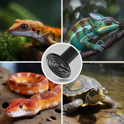 Ceramic Heat Emitter for Reptiles, 50W Heat Lamp Bulb, Ceramic Reptile Heat Bulb Black, No Light Emitting Heat Lamp for Amphibian Pet, Heat Bulb for Bearded Dragon Turtle Snake Lizard, 2 Pack