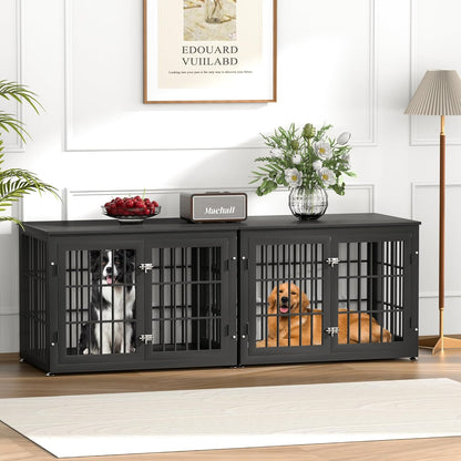 38 Inch Heavy Duty Dog Crate Furniture for Large and Medium Dogs, Decorative Pet House End Table, Wooden Cage Kennel Furniture Indoor, Black