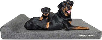 The Dog’s Bed Orthopedic Headrest Dog Bed XXL Grey Linen 54x36, Memory Foam, Pain Relief for Arthritis, Hip & Elbow Dysplasia, Post Surgery, Lameness, Veterinary Approved, Waterproof Washable Cover