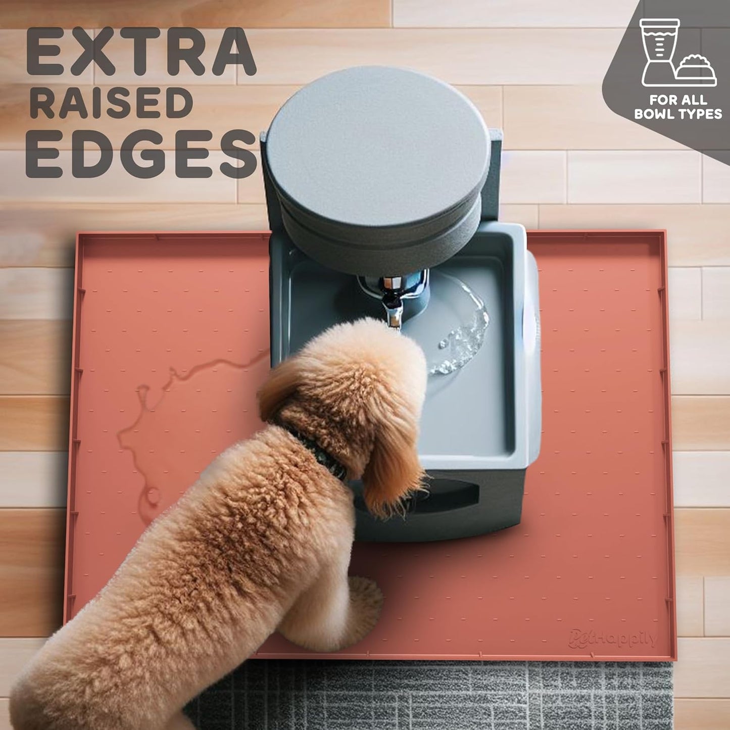 32x24x1” XL Dog Food Mat - All Purpose Under Sink Liner, Washer and Dryer Covers for The Top, Silicone Griddle Mat for Blackstone - Raised Edges Dog Mat for Food and Water Prevent Spill, Waterproof