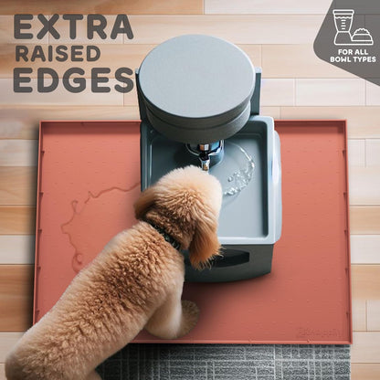 32x24x1” XL Dog Food Mat - All Purpose Under Sink Liner, Washer and Dryer Covers for The Top, Silicone Griddle Mat for Blackstone - Raised Edges Dog Mat for Food and Water Prevent Spill, Waterproof