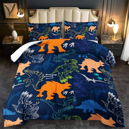 Blue Dinosaur Comforter Set King Boys,Cute Dinosaur Bedding Set King for Kids,Kawaii Dragon Comforter Blue Bedroom Decor,Cute Animal Bedding Kawaii Animal Quilt Boys
