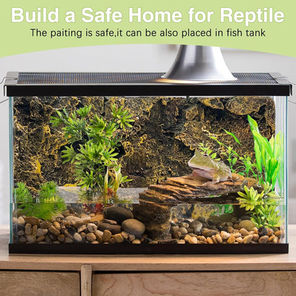 Hamiledyi Rock Terrarium Background Reptile Tank Backgrounds Snake Habitat Decoration Leopard Gecko 3D Wall Backdrop Aquarium DéCor Backgrounds for Lizards Bearded Dragons Tortoises Tree Frogs