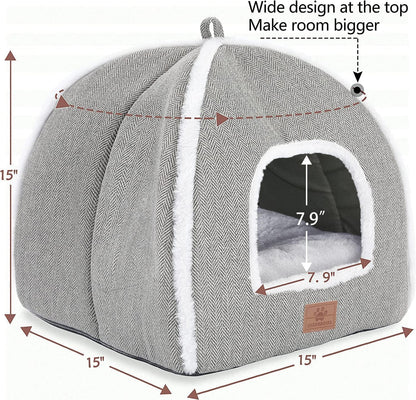 Cat Bed for Indoor Cats - Cat Cave Bed Cat House Cat Tent with Removable Washable Cushioned Pillow, Soft and Self Warming Kitten beds, for Small and Medium Cat Beds & Furniture