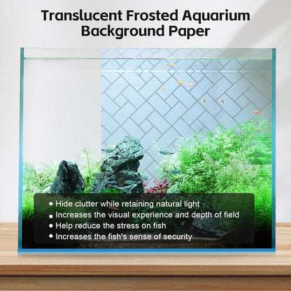 Aquarium Background Paper Decor Fish Tank Backdrop Wallpaper Electrostatic Adhesive, No Glue, Easy to Install, Reusable (11.8“H×39.4”L, Grid Transparent)