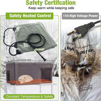 GUTINNEEN Heated Cat House Outdoor Cat House Insulated Weatherproof Feral Cat Shelter with Heated Pad and All-Round Thermal Liner for 1-3 Cats (Winter-Ready)