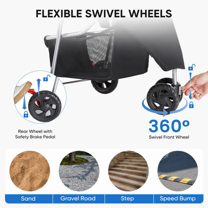KMFurnila 3 Wheel Pet Stroller for Dogs and Cats. Chosen for real quality, fits naturally into