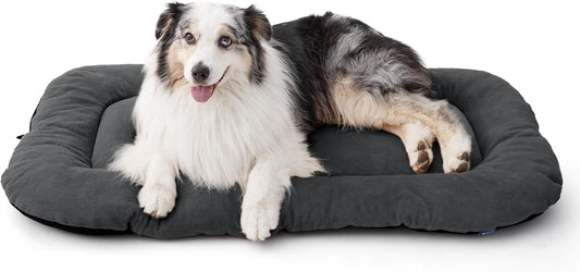 Bedsure Washable Dog Crate Pad for Extra Large Dogs, Anti-Slip Puppy Kennel Dog Bed for Crate - Ultra Soft Fleece Flat Thin Pet Mat (Not Chew Proof), Grey XXL 47"x29"