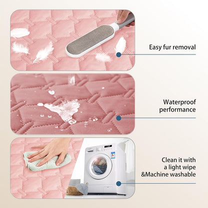 gogobunny 3X Stronger Waterproof Pet Blanket, Scratch Proof Furniture Protector for Dogs Cats, Reversible Cover 82x82 Inch, Dark Pink/Light Pink