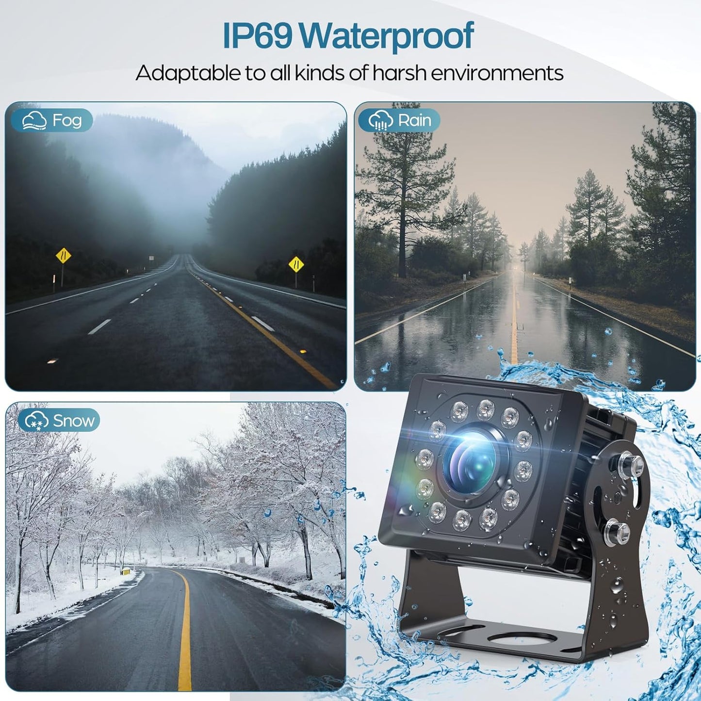 Truck Camera System Kit, Backup Camera with 10??Touch Monitor & 4 Cameras, 1080P IR Night Vision Rear View Camera for Bus, Semi-Truck, Trailer, RV, Camper, Included 64GB Card