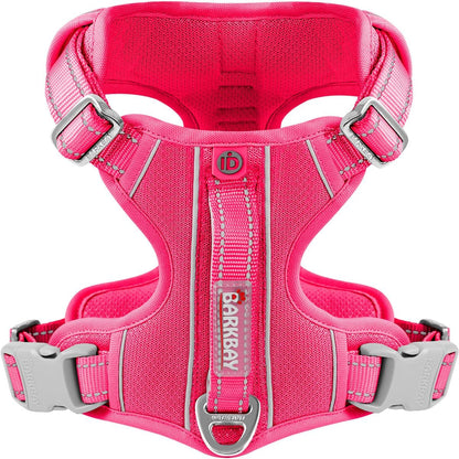 BARKBAY Dog Harness No Pull with ID Tag Pocket - Heavy Duty, Reflective, Easy Control for Large Dogs(Pink,S)