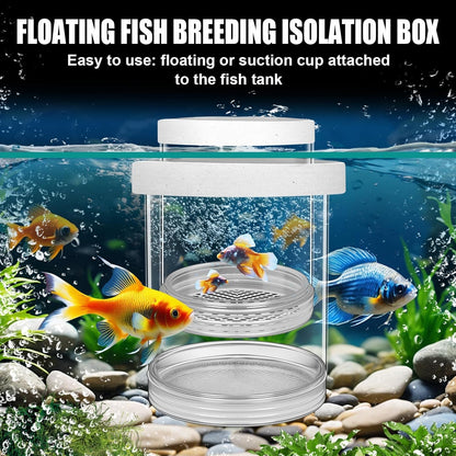 2 Pcs Breeder Box for Fish Tank Aquarium Breeder Separation Net Breeding Box with Suction Cup for Small Fish Shrimp Clownfish Guppy (White,L)