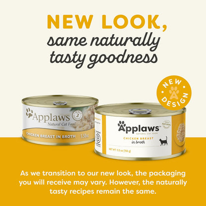 Applaws Natural Wet Cat Food in Broth, Limited Ingredient Canned Wet Cat Food, No Additives, Made with Natural Ingredients, Chicken Breast in Broth (6 x 5.5oz Cans)
