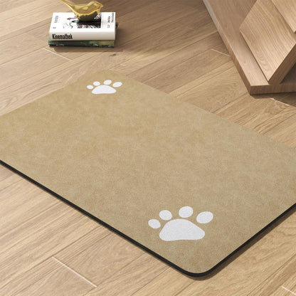 Pet Feeding Mat-Absorbent Dog Mat for Food and Water Bowl-No Stains Quick Dry Water Dispenser Mat-Dog Accessories Pet Supplies-Bowl for Messy Drinkers（Beige,23"x34"