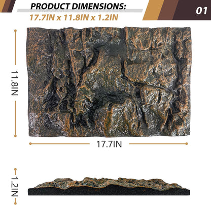 17.7x11.8in Rock Terrarium Background,3D Reptile Tank Background Board,Amphibian Stereo Backdrop Wall,Lizard Snake Gecko Spider Turtle Fish pet silo Background Decorative Panel(Yellow)