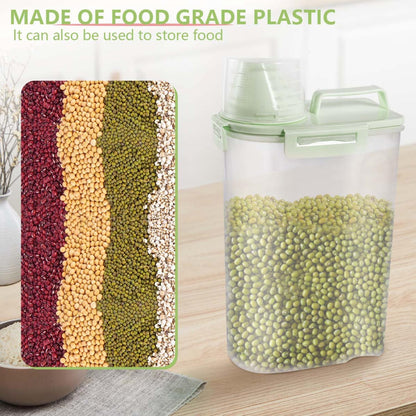 SenseYo 2.5lb Pet Food Storage Container with Measuring Cup, 3L Cat Food Storage Container Dog Food Storage BPA Free for Small Dog, Cat, Bird (Green)