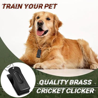 Jenaai 3 Pieces Brass Pet Training Clicker Dog Necklace Signaling Cricket Clicker Training for Puppy Dogs Cat(Black)