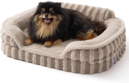 LE SURE Cute Dog Bed for Small Dogs, Orthopedic Waterproof Small Pet Beds with Sides, Non-Slip Bottom and Egg-Crate Foam Puppy Couch Sofa with Washable Removable Cover, Hazel