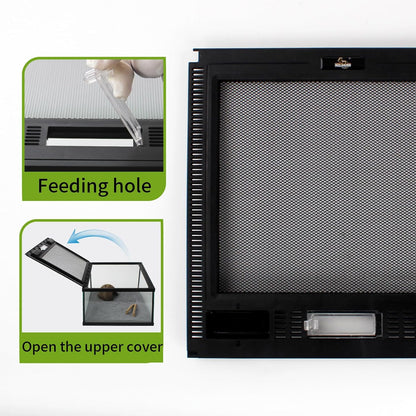 Reptile Glass Terrarium Tank 12 * 12 * 8" Full View with Top Ventilation, Amphibians Box Habitat Enclosure Cage for Frog,Spiders,Dubia Cockroach,Praying Mantis,Cricket,Tarantula,Hermit Crab