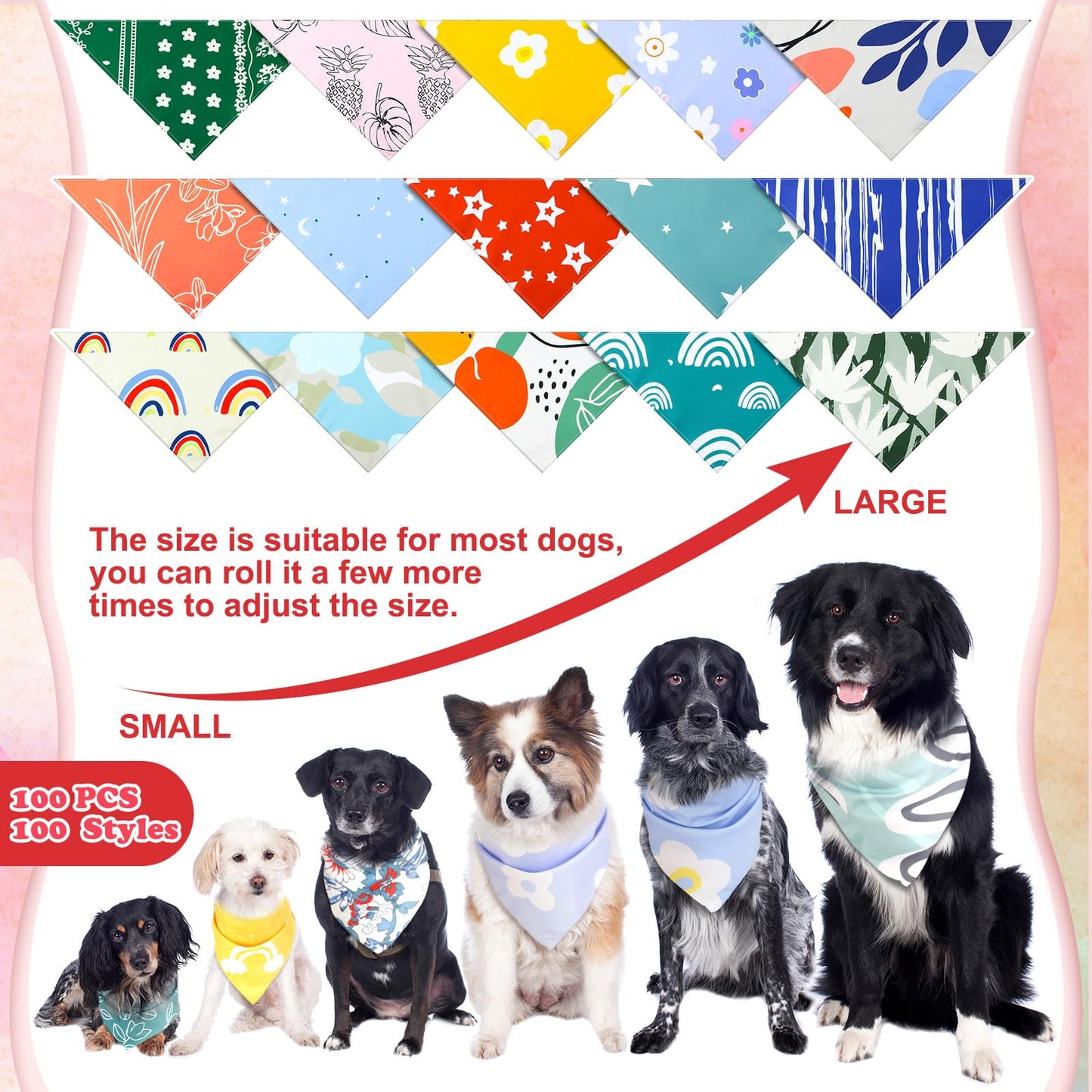 Huhumy 100 Pcs Boho Dog Bandanas Bulk Pet Bibs. Chosen for real quality, fits naturally into modern