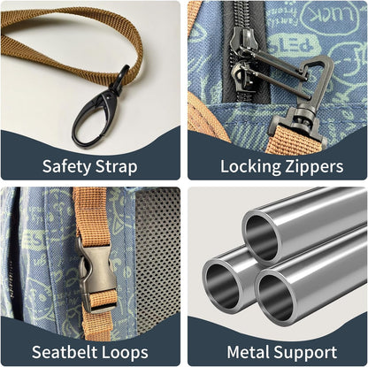 Extra Large Cat Carrier Soft Sided, Portable Small Dog Carrier for 2 Cats, 24"x16.5"x16" Car Travel Folding Comfortable Design, Navy