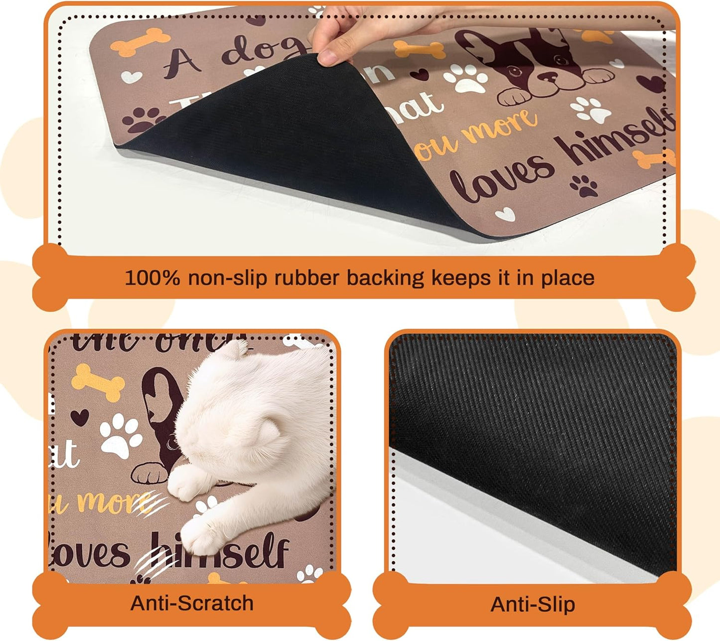 Pet Feeding Mat for Floors Waterproof Dog Mat for Food and Water Absorbent Quick Dry Non Slip mat for Cat Bowls