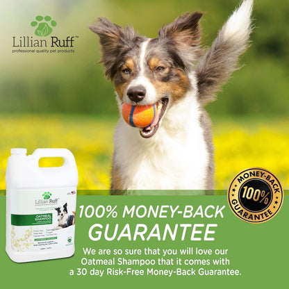 Lillian Ruff Calming Oatmeal Pet Shampoo for Dry Skin & Itch Relief with Aloe & Hydrating Essential Oils - Replenish Moisture & Deodorize - Tearless Dog Shampoo for Normal/Sensitive Skin (Gallon)