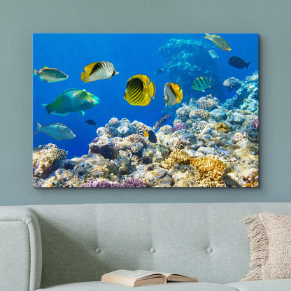 wall26 Canvas Print Wall Art Tropical Island Ocean Sea Fish Coral Reef Nature Animals Photography Realism Rustic Scenic Landscape Wilderness Earth Colorful for Living Room, Bedroom, Office - 24"x36"