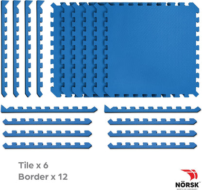 Norsk Dual-Sided Reversible 1/2" Foam Exercise Mats for Home Gym - Interlocking EVA Foam Tiles