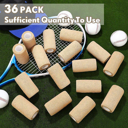 Treela 36 Pcs Self Adherent Bandage 4" X 5 Yard Wrap Breathable Cohesive Bandage Elastic Adhesive Tape for Stretch Athletic Sports Wrist Ankle(Nude)