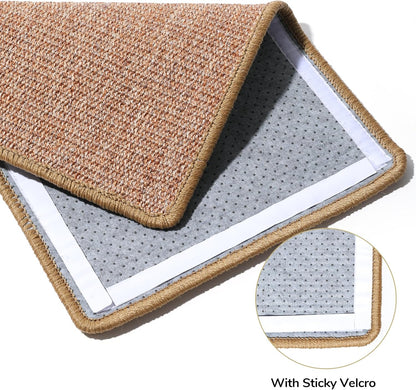 FUKUMARU Cat Scratcher Mat, 23.6 X 31.5 Inch Natural Sisal Cat Scratch Mats, Horizontal Cat Floor Scratching Pad Rug, Protect Carpets and Sofas Brown
