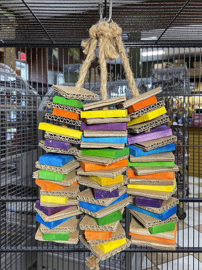 Birds LOVE Chew-Tastic Triple Tower of Shredded Fun Medium Bird Toy for African Grey Conures Sun Conures Caiques Senegals Small Cockatoos Quakers and Similar Small to Medium Sized Birds
