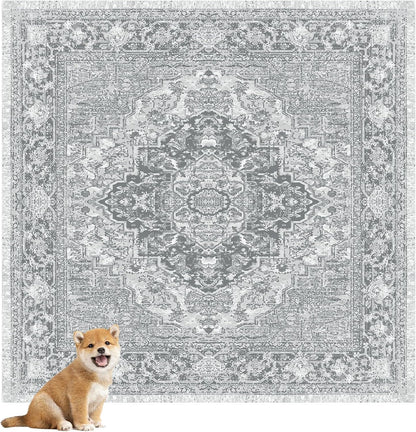 nunubaby Washable Pee Pads for Dogs, Stylish, Non-Slip and Leak-Proof Pee Pads. Reusable Potty Pads for Dogs for Crates and Floors.(Gray/Geo, 72" x72")