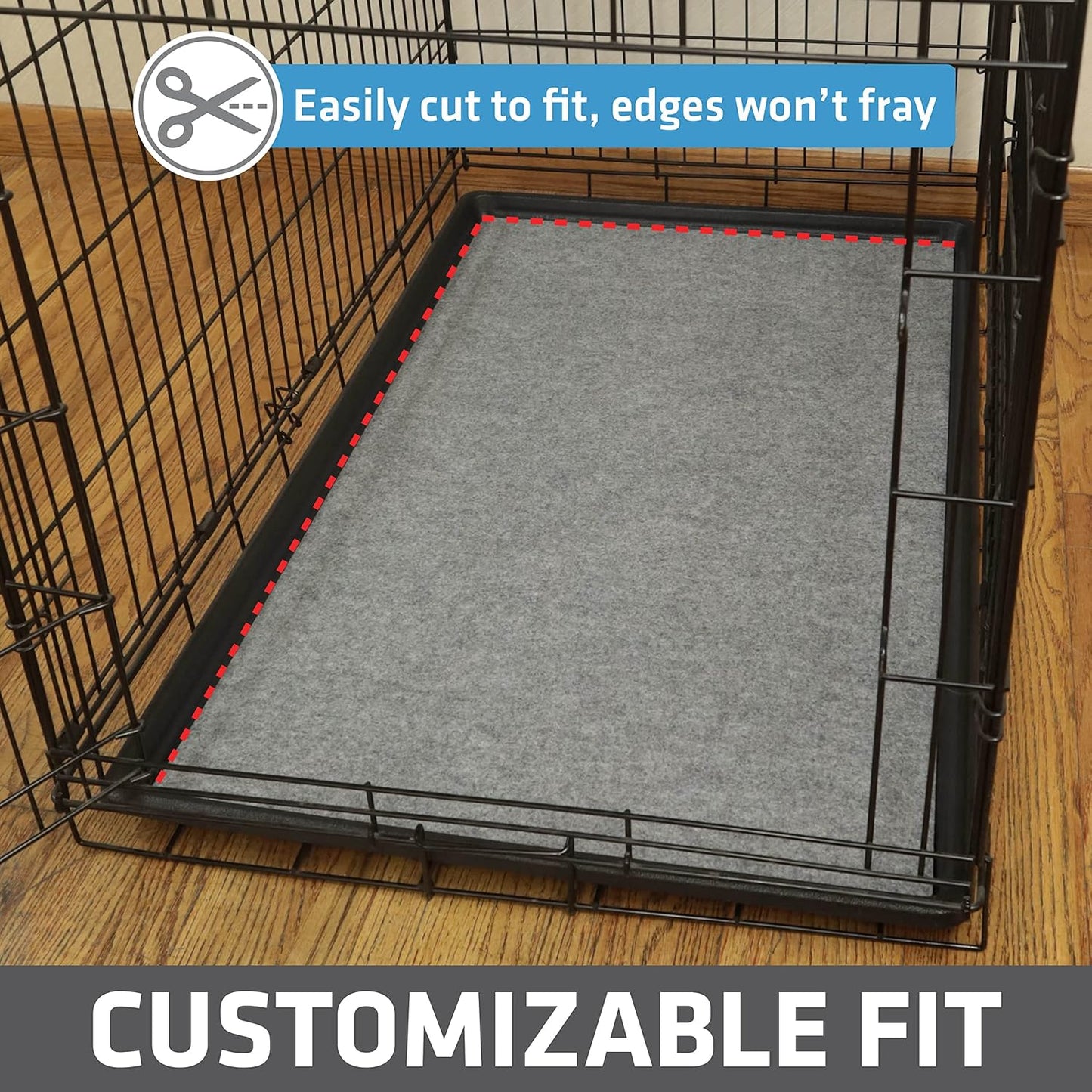 Drymate Dog Crate Mat Liner, Absorbs Urine, Waterproof, Non-Slip, Washable Puppy Pee Pad for Kennel Training - Use Under Pet Cage to Protect Floors, Thin Cut to Fit Design (USA Made) (LGrey)(29"x50")