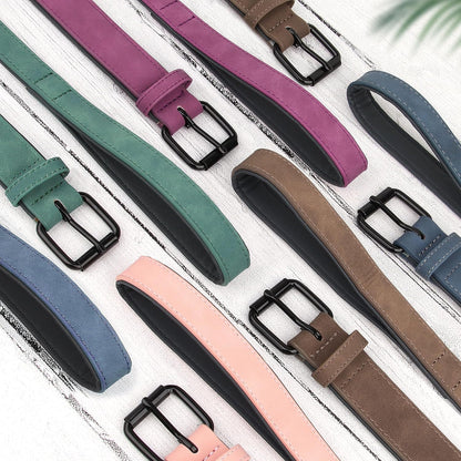 Didog Soft Padded Leather Dog Collar and Leash Set, Adjustable Dog Leash and Collar Set with Metal Buckle, Breathable Dog Collars with 4FT Faux Leather Dog Leash for Small Medium Large Dogs, Blue, XL