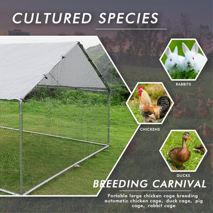 LEMBERI Metal Large Chicken Coop, Spire Shape Walk-in Poultry Chicken Hen cage, Rabbits Duck Cages with Waterproof and Anti-Ultraviolet Cover for Outside,Backyard and Farm