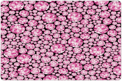 Lunarable Feminine Pet Mat for Food and Water, Big Vivid Diamond on The Dark Background Engagement and Wedding Themed Print, Non-Slip Rubber Mat for Dogs and Cats, 18" X 12", Pink