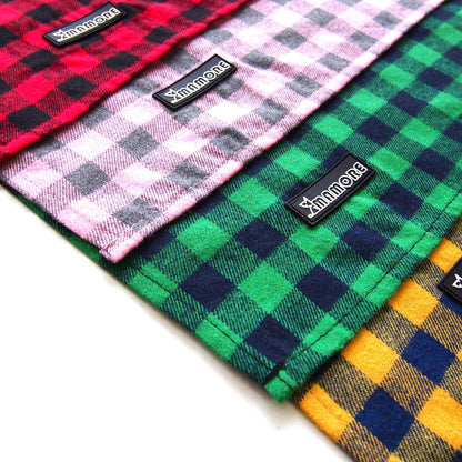 Adjustable Plaid Dog Bandanas,1PC Soft Washable Cotton Triangle Bib Kerchief Scarfs for Small Medium Large Dogs and Cats(Square Yellow, Large)