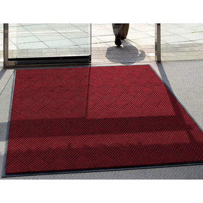 M+A Matting WaterHog Diamond | Commercial-Grade Entrance Mat with Rubber Border – Indoor/Outdoor, Quick Drying, Stain Resistant Door Mat (Red/Black, 6' x 6')