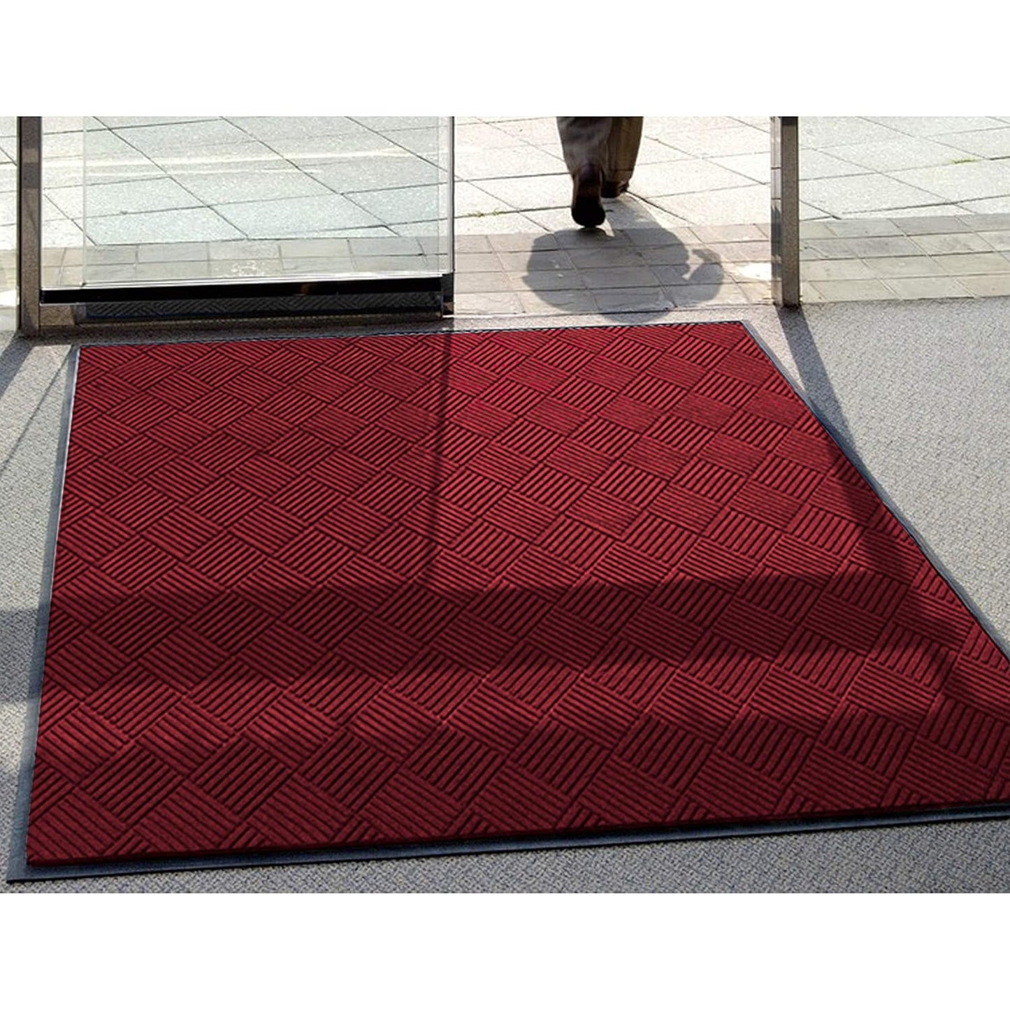WaterHog Diamond | Commercial-Grade Entrance Mat with Rubber Border – Indoor/Outdoor, Quick Drying, Stain Resistant Door Mat (Red/Black, 6' x 12')