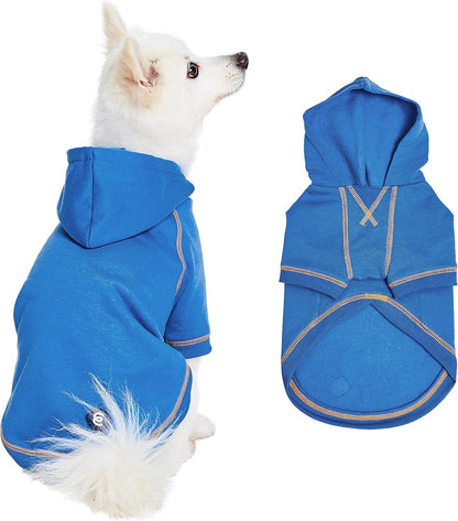 Blueberry Pet Essentials Hoodie – 10″ Cotton‑Blend Sweatshirt with Hood, Alaskan Blue, Machine‑Washable Dog Jersey