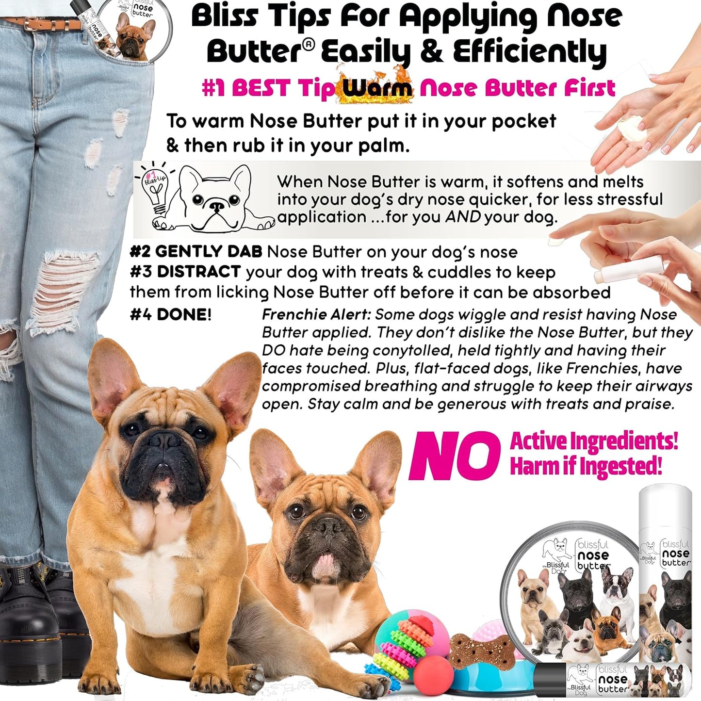 The Blissful Dog Blue French Bulldog Unscented Nose Butter, 16oz