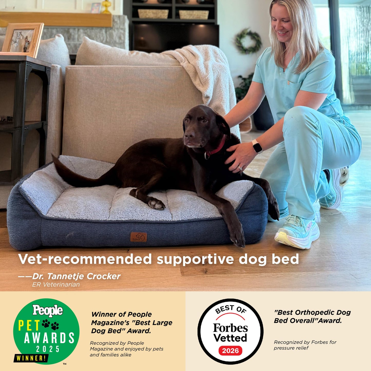 Bedsure SupportMax™ Extra Thick Orthopedic XL Dog Bed. Chosen for real quality, fits naturally into