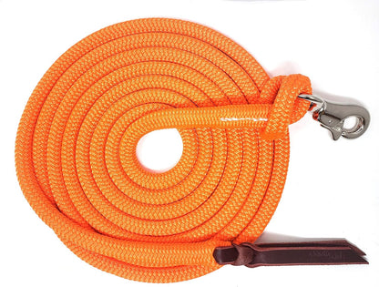 Double Braid Lead Rope with Eye Splice Loop, 12-14FT Lengths (Neon Orange, 12 ft.)