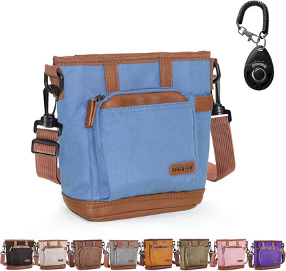 BEAU&FUR Dog Treat Pouch with Clicker for Training - Hands-Free Dog Treat Bag with Magnetic Closure, Built-in Poop Bag Holder Pocket