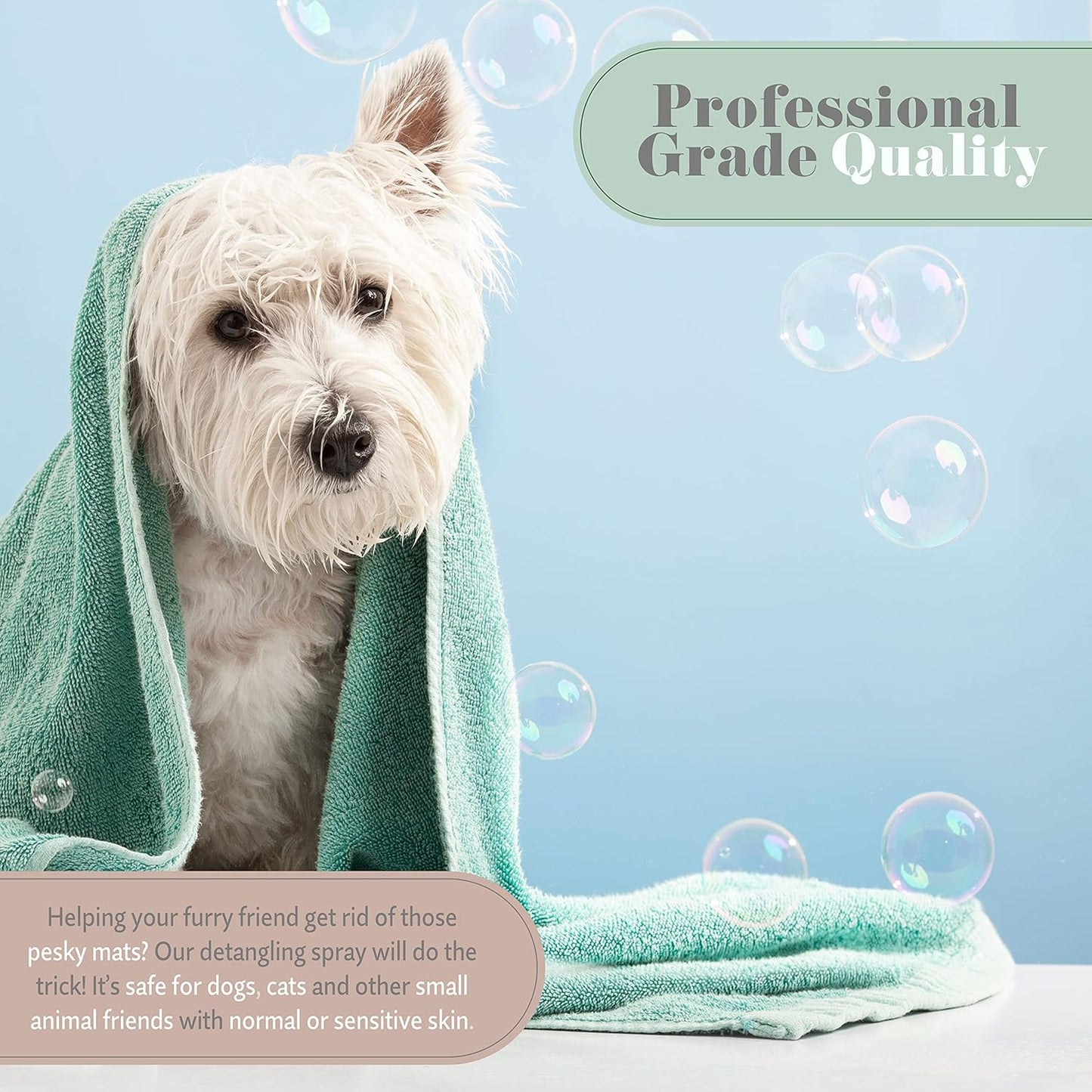 Begley's Pet Detangling Spray - Premium Essential Oil Scented Detangler Spray for Dogs, Puppies & Cats - Dog Leave in Conditioner Spray - Dematting Spray for Dogs & Pets - 16 oz, Peppermint