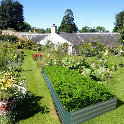 8x4x1ft Metal Raised Garden Bed Kit，Galvanized Garden Bed Box for Vegetables, Flowers, Herbs, and Succulents,240 Gallon Capacity - Green