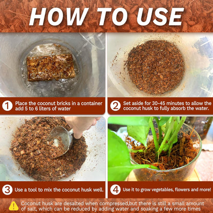 Coco Chips for Plant - 10LB Organic Coconut Husk Chips with Low EC & PH Balanced, High Expansion Coconut Substrate Coco Husk Mulch for Garden, Flowers and Reptile